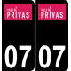 07 Privas logotipo de la etiqueta engomada de la placa de registro de la ciudad