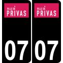 07 Privas logo autocollant plaque immatriculation auto ville sticker