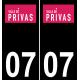 07 Privas logo autocollant plaque immatriculation auto ville sticker
