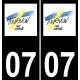 07 Tournon-sur-Rhône logo autocollant plaque immatriculation auto ville sticker fond noir
