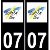 07 Tournon-sur-Rhône logo sticker plate registration city black background