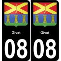 08 Givet autocollant sticker plaque immatriculation auto ville