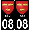 08 Rethel autocollant sticker plaque immatriculation auto ville
