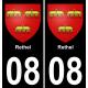 08 Rethel autocollant sticker plaque immatriculation auto ville