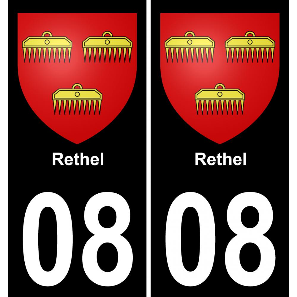 08 Rethel autocollant sticker plaque immatriculation auto ville