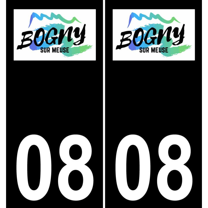 08 Bogny-sur-Meuse logotipo de la etiqueta engomada de la placa de registro de la ciudad