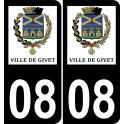 08 Givet logo autocollant plaque immatriculation auto ville sticker