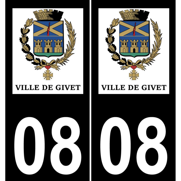08 Givet logo autocollant plaque immatriculation auto ville sticker