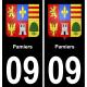 09 Pamiers autocollant sticker plaque immatriculation auto ville