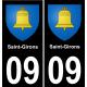 09 Saint-Girons sticker plate registration city