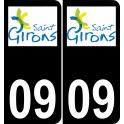 09 Saint-Girons logotipo de la etiqueta engomada de la placa de registro de la ciudad