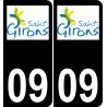 09 Saint-Girons logotipo de la etiqueta engomada de la placa de registro de la ciudad