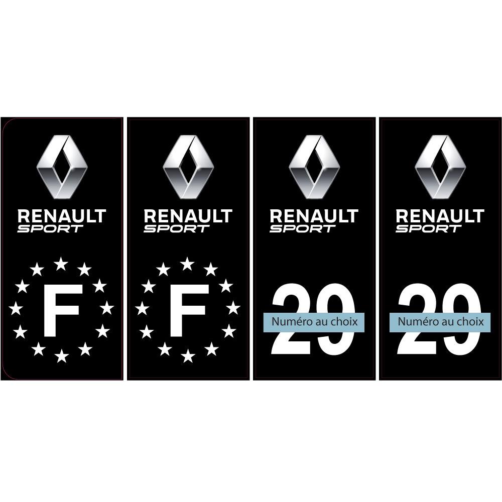 Renault logo numéro choix + F europe plaque noir immatriculation
