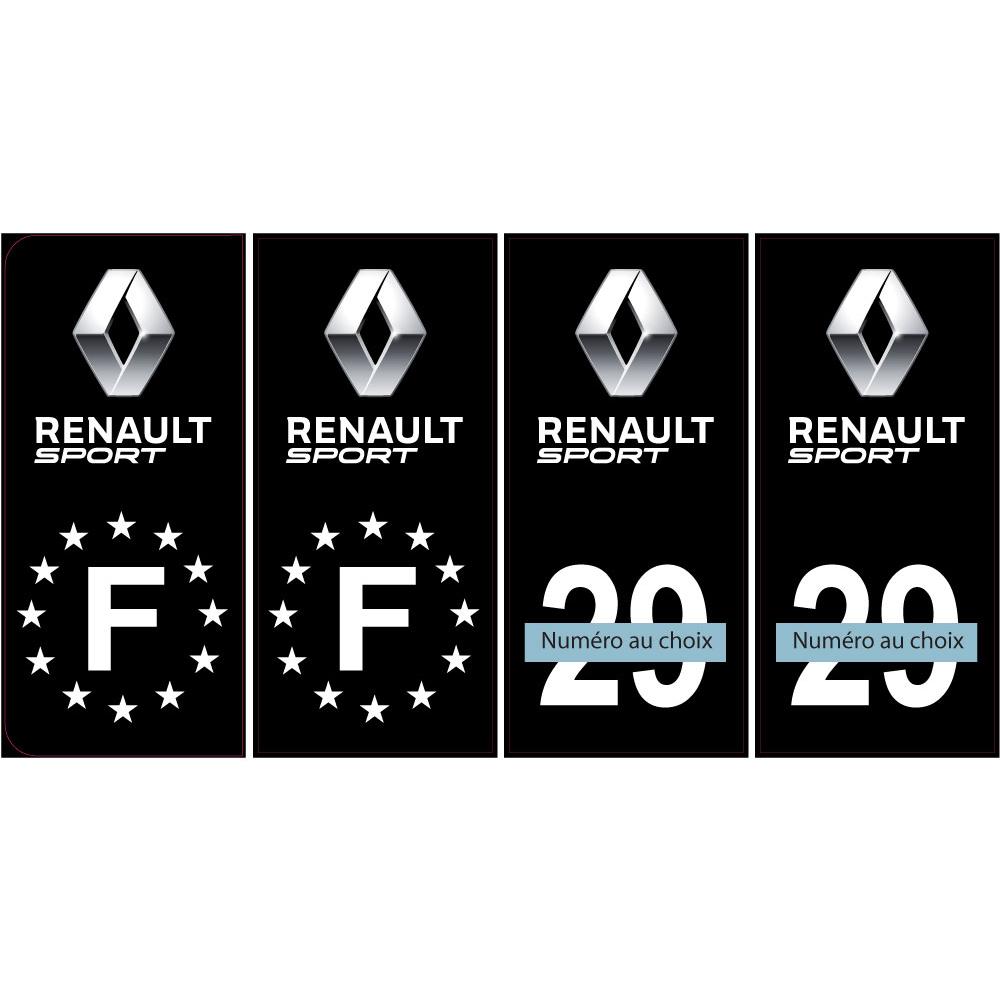 Renault logo numéro choix + F europe plaque noir immatriculation voiture auto sticker logo0269