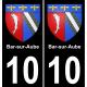 10 Bar-sur-Aube placa etiqueta de registro de la ciudad