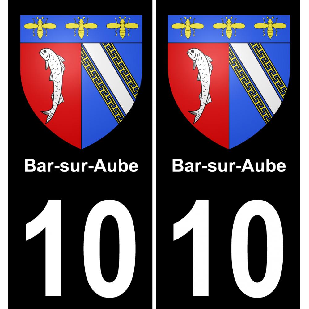 10 Bar-sur-Aube placa etiqueta de registro de la ciudad