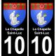 10 La Chapelle-Saint-Luc autocollant sticker plaque immatriculation auto ville fond noir