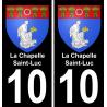 10 La Chapelle-Saint-Luc autocollant sticker plaque immatriculation auto ville fond noir