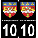 10 Romilly-sur-Seine placa etiqueta de registro de la ciudad