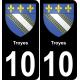 10 Troyes placa etiqueta de registro de la ciudad