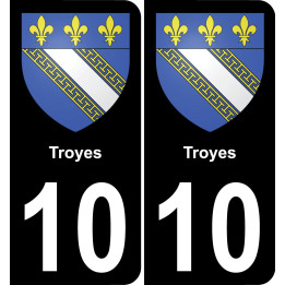 10 Troyes autocollant sticker plaque immatriculation auto ville