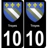 10 Troyes autocollant sticker plaque immatriculation auto ville
