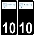 10 Romilly-sur-Seine logotipo de la etiqueta engomada de la placa de registro de la ciudad
