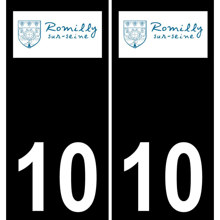 10 Romilly-sur-Seine logotipo de la etiqueta engomada de la placa de registro de la ciudad