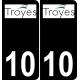 10 Troyes logo autocollant plaque immatriculation auto ville sticker