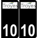 10 Troyes logo autocollant plaque immatriculation auto ville sticker