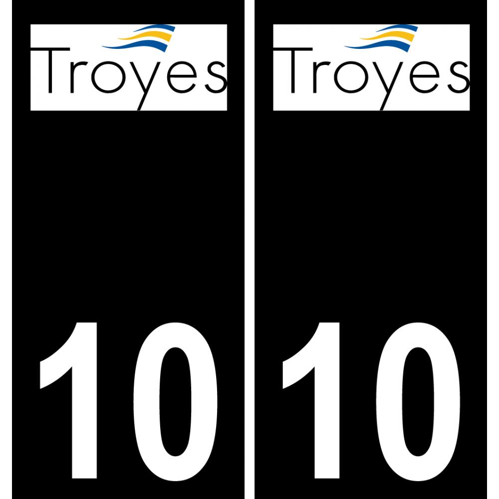 10 Troyes logo autocollant plaque immatriculation auto ville sticker