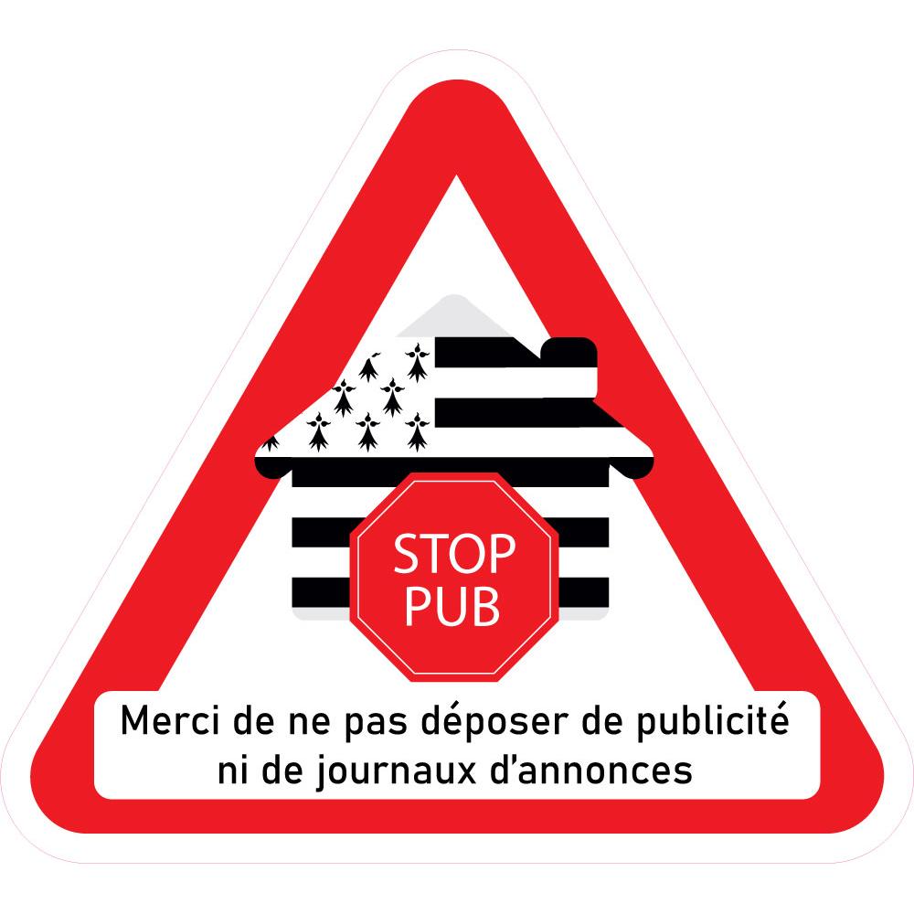 STOP PUB maison bretonne drapeau breton boite aux lettres autocollant  adhésif sticker logo78