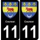 11 Coursan ville autocollant plaque