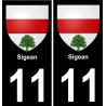 11 Sigean ville autocollant plaque
