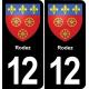 12 Rodez ville autocollant plaque