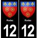 12 Rodez ville autocollant plaque