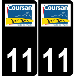 11 Coursan logotipo de la ciudad de la etiqueta engomada de la placa