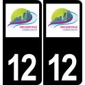 12 Decazeville logo autocollant plaque immatriculation auto ville sticker fond noir
