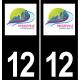 12 Decazeville logo autocollant plaque immatriculation auto ville sticker fond noir