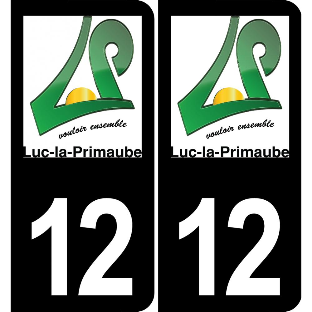 12 Luc-la-Primaube logo autocollant plaque immatriculation auto ville sticker fond noir