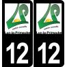 12 Luc-la-Primaube logotipo de la etiqueta engomada de la placa de registro de la ciudad fondo negro