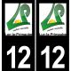12 Luc-la-Primaube logotipo de la etiqueta engomada de la placa de registro de la ciudad fondo negro