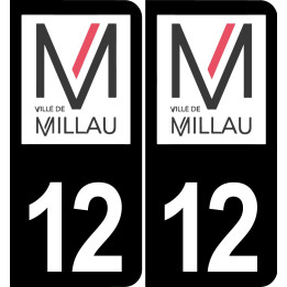 12 Millau logotipo de la etiqueta engomada de la placa de registro de la ciudad fondo negro