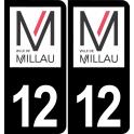 12 Millau logo sticker plate registration city black background