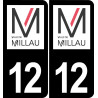12 Millau logo adesivo piastra di registrazione city sfondo nero