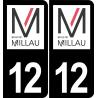 12 Millau logo sticker plate registration city black background