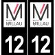 12 Millau logo autocollant plaque immatriculation auto ville sticker fond noir