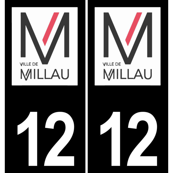 12 Millau logotipo de la etiqueta engomada de la placa de registro de la ciudad fondo negro