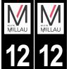 12 Millau-logo aufkleber plakette ez stadt schwarzer Hintergrund