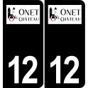 12 Onet-le-Château logo autocollant plaque immatriculation auto ville sticker fond noir